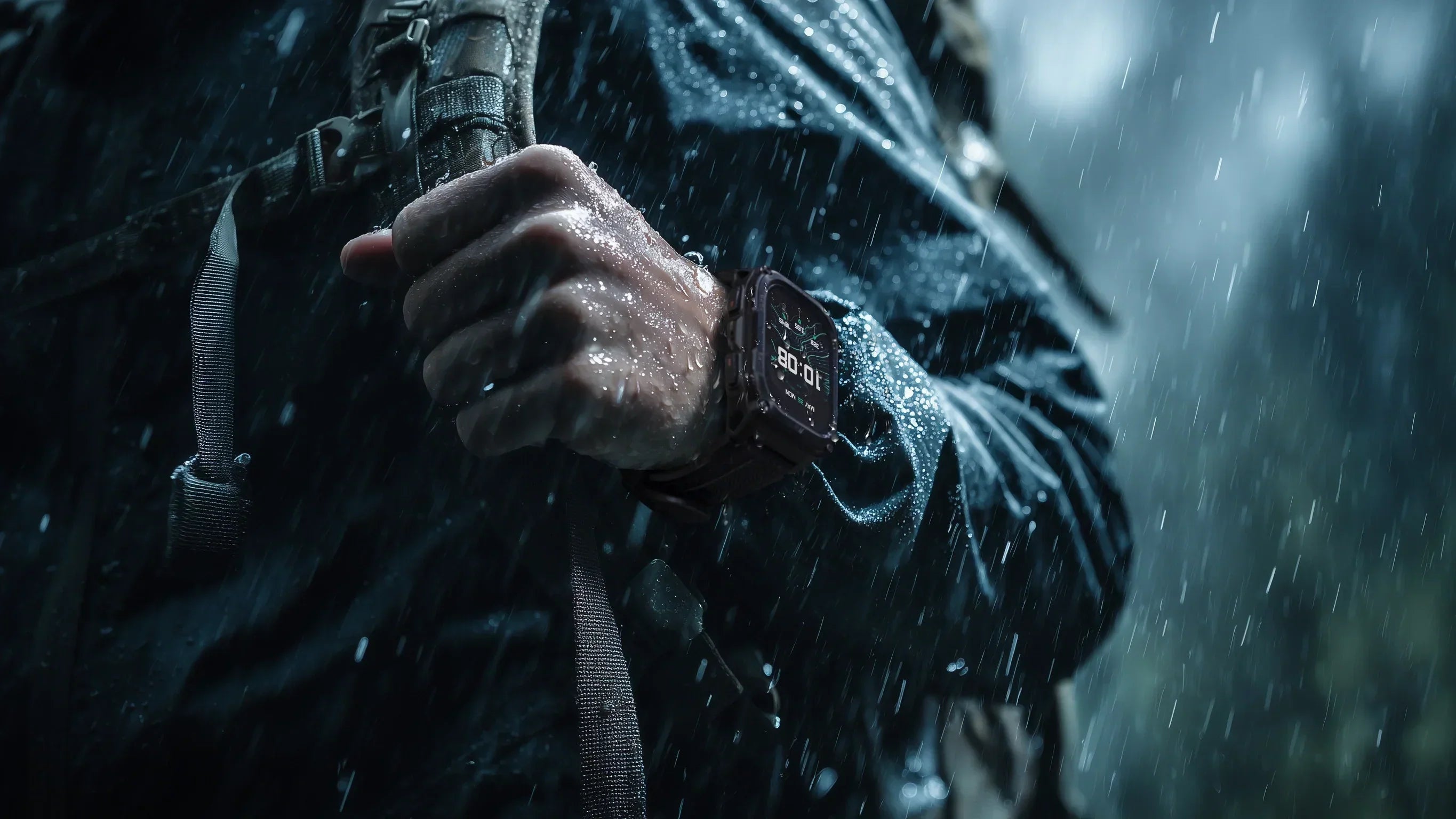 The Man Was Hiking In The Rain | KOSPET Smart Watch