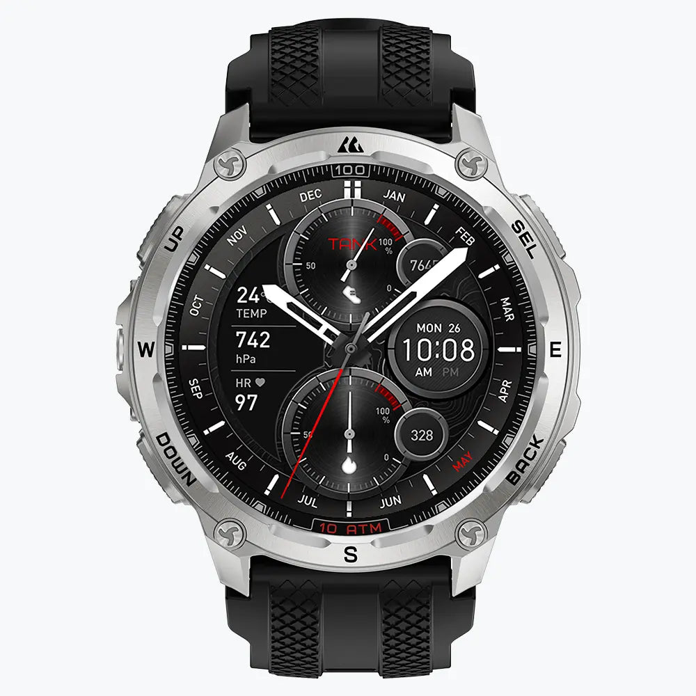 KOSPET tank t4 smartwatch silver with silicone straps#color_silver