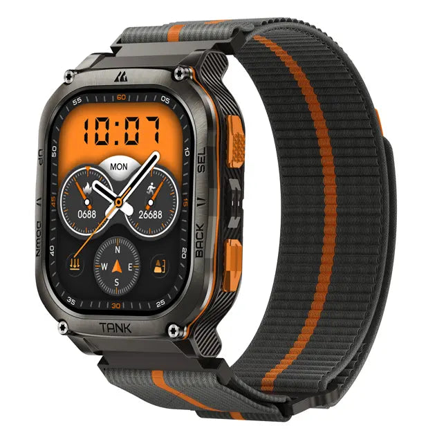 kospet-22mm-woven-nylonsport-loop-strap#color_Dark Grey / Orange Stripe