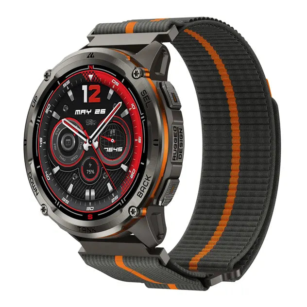 kospet-22mm-woven-nylonsport-loop-strap#color_Dark Grey / Orange Stripe