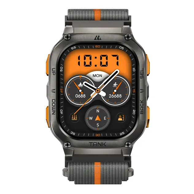kospet-22mm-woven-nylonsport-loop-strap#color_Dark Grey / Orange Stripe