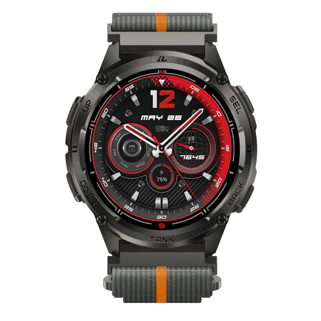 kospet-22mm-woven-nylonsport-loop-strap#color_Dark Grey / Orange Stripe