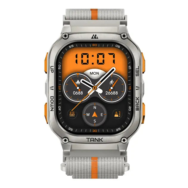 kospet_22mm_woven_nylon_sport_loop_strap#color_Silver Grey / Orange Stripe
