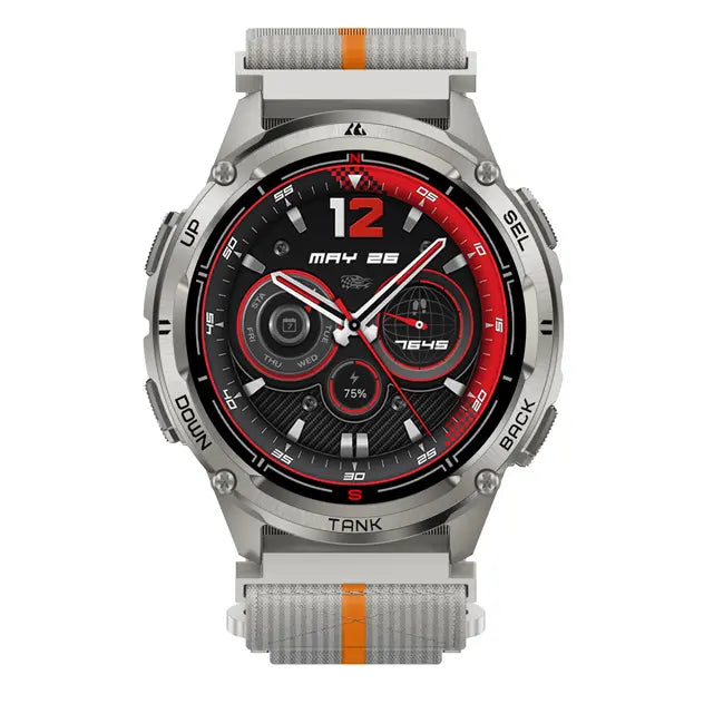 kospet_22mm_woven_nylon_sport_loop_strap#color_Silver Grey / Orange Stripe