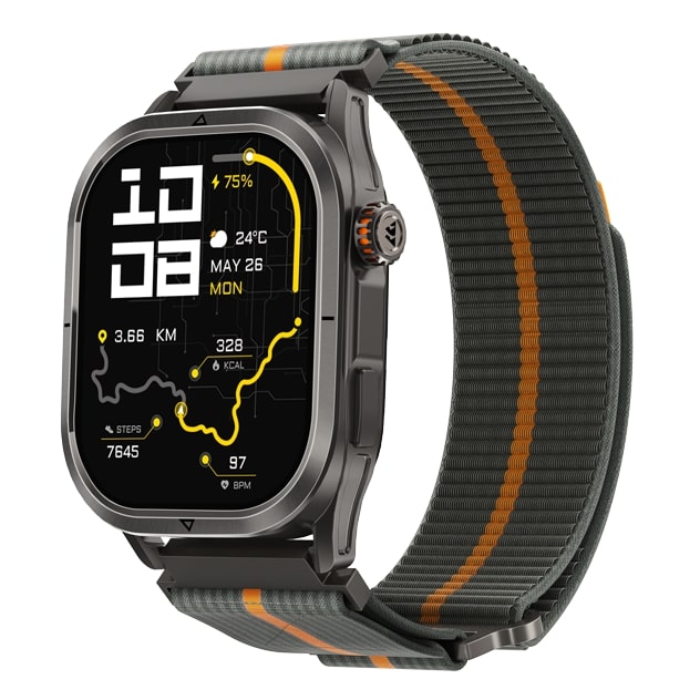 kospet-22mm-woven-nylonsport-loop-strap#color_Dark Grey / Orange Stripe