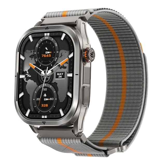 kospet_22mm_woven_nylon_sport_loop_strap#color_Silver Grey / Orange Stripe
