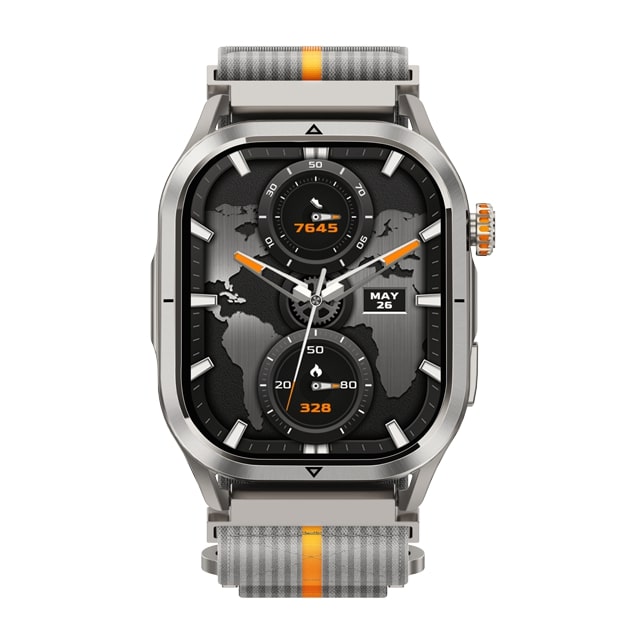 kospet_22mm_woven_nylon_sport_loop_strap#color_Silver Grey / Orange Stripe