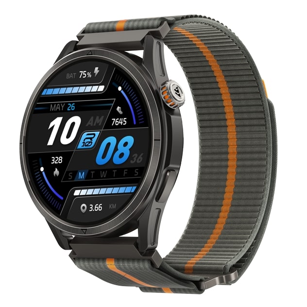 kospet-22mm-woven-nylonsport-loop-strap#color_Dark Grey / Orange Stripe