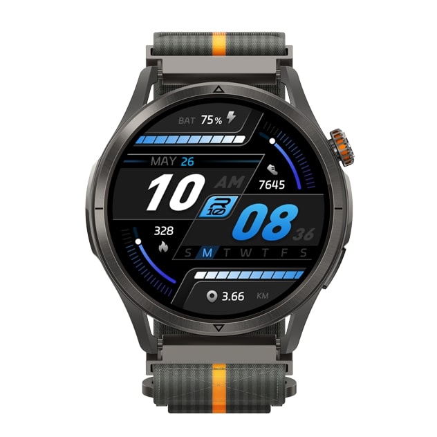 kospet-22mm-woven-nylonsport-loop-strap#color_Dark Grey / Orange Stripe