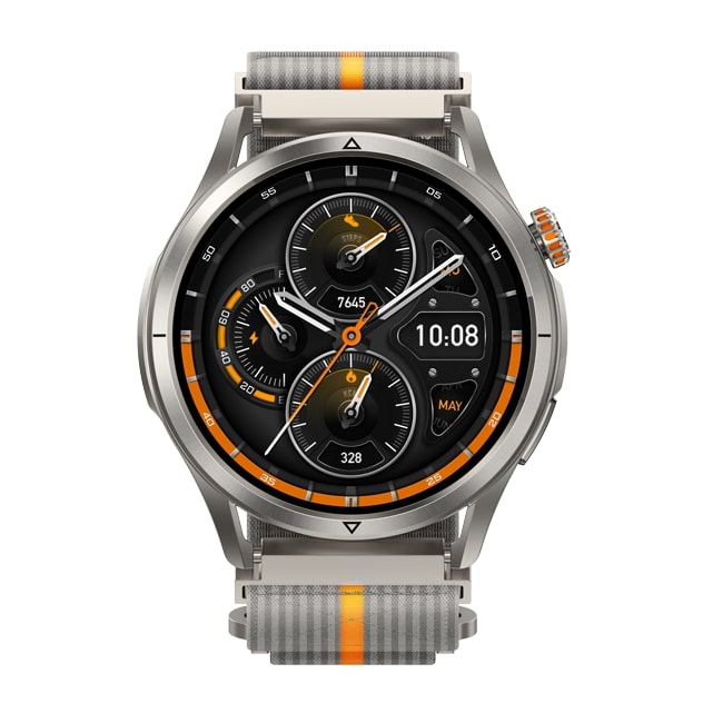 kospet_22mm_woven_nylon_sport_loop_strap#color_Silver Grey / Orange Stripe