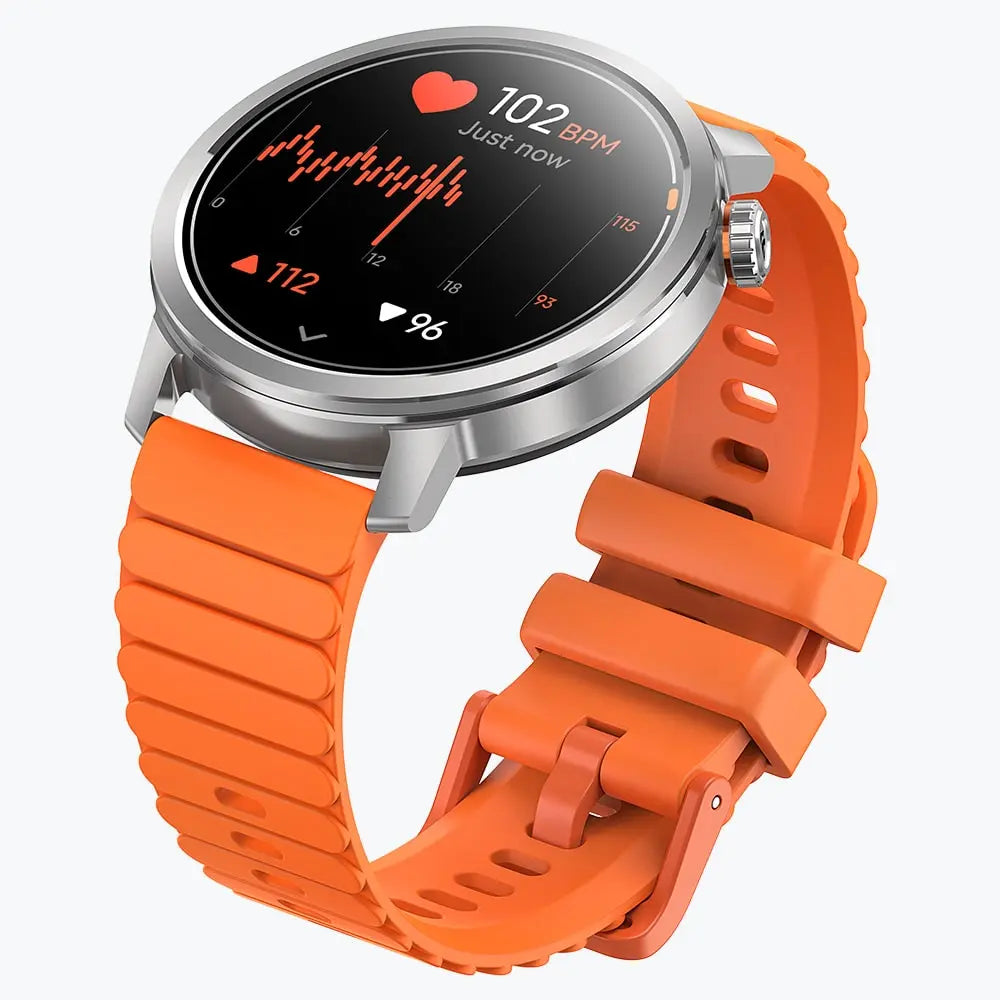 Kospet Magic Orb Smartwatch Silver With Orange Silicone Strap#color_silver