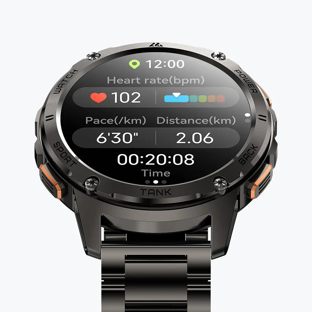 kospet-tank-3-smartwatch-black-with-steel-straps-#color_black^package_Silicone + Steel Premium