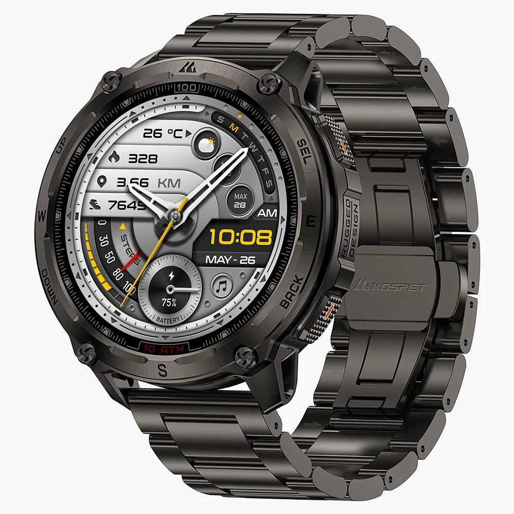 KOSPET tank t4 se smartwatch #color_black^package_Special Edition: Silicone+Steel Straps