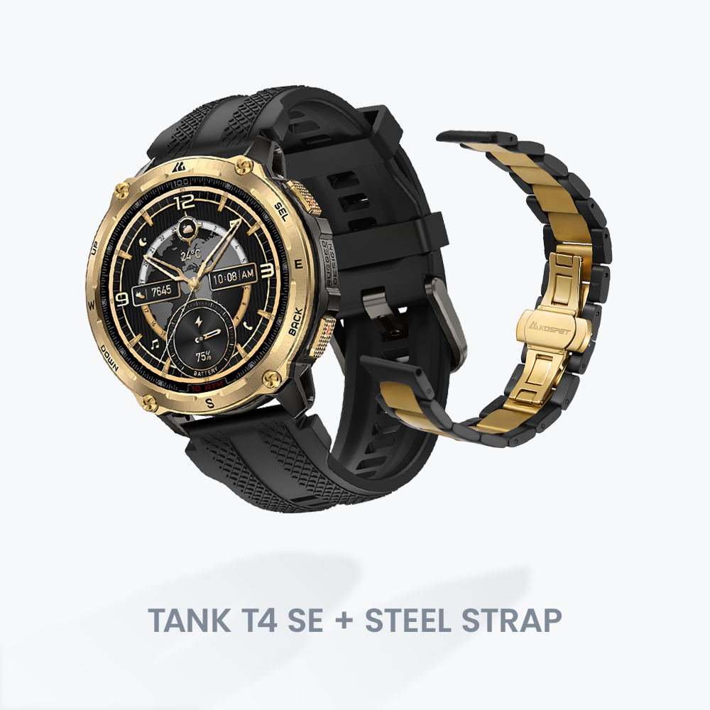 KOSPET tank t4 se smartwatch #color_black gold^package_Special Edition: Silicone+Steel Straps