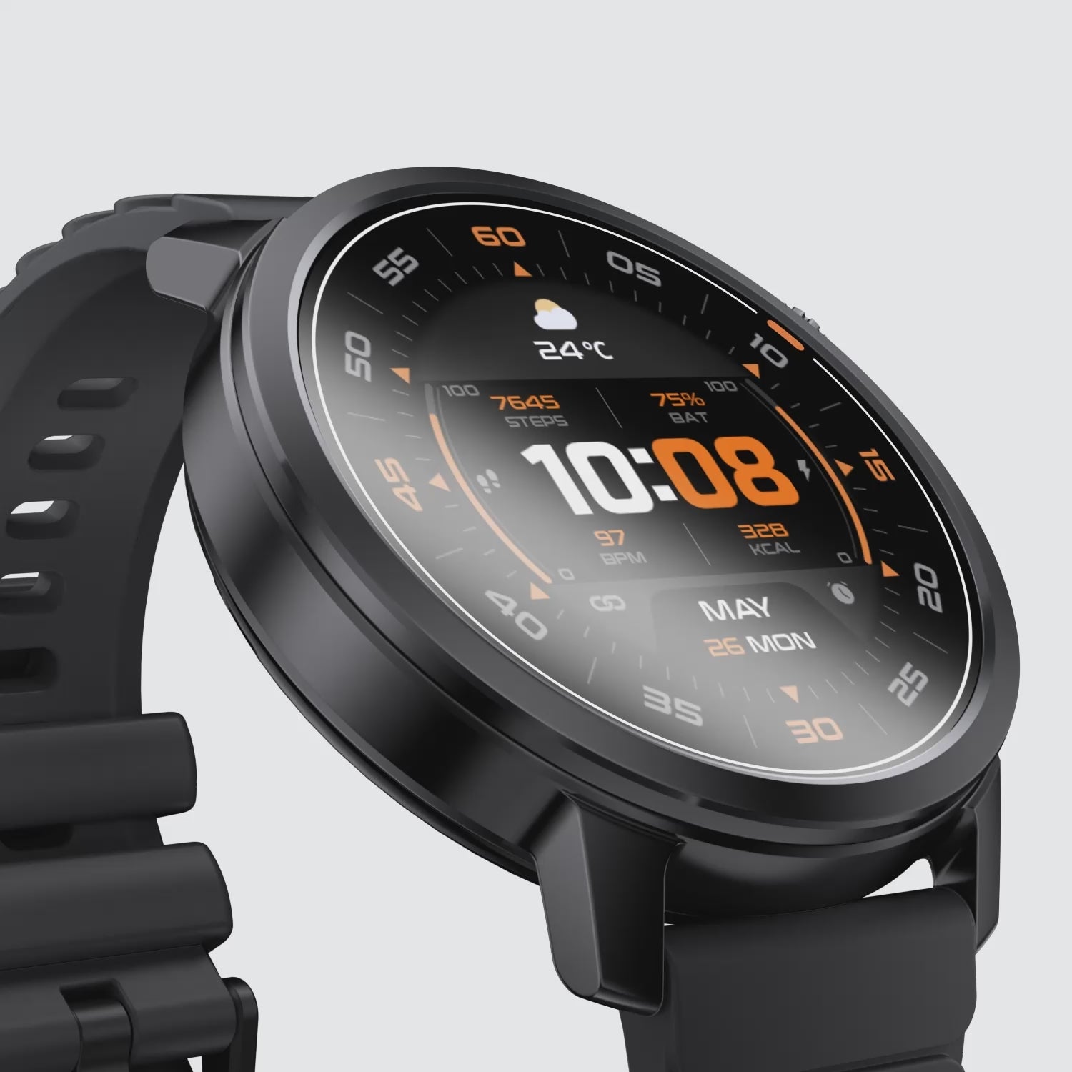 Kospet Magic Orb Smartwatch Black With Black Silicone Strap #color_black