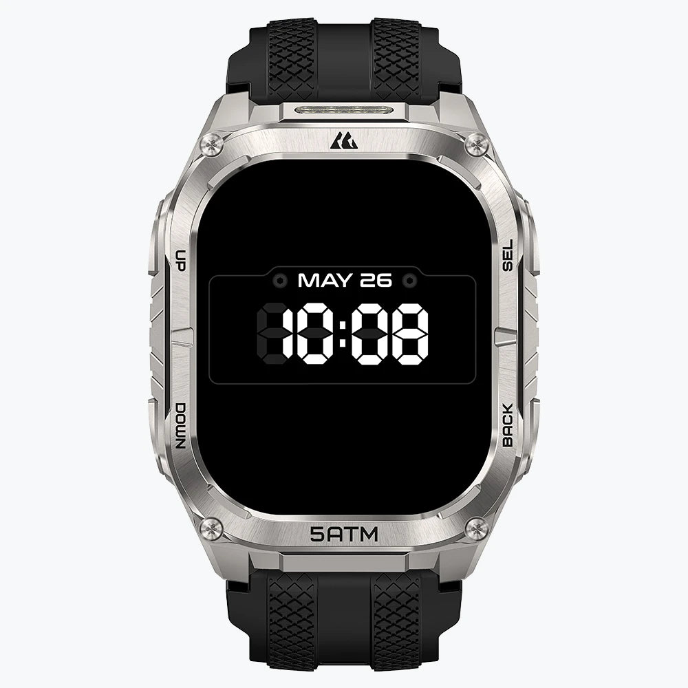 KOSPET tank m4c smartwatch silver with silicone straps#color_silver^package_Silicone Basic