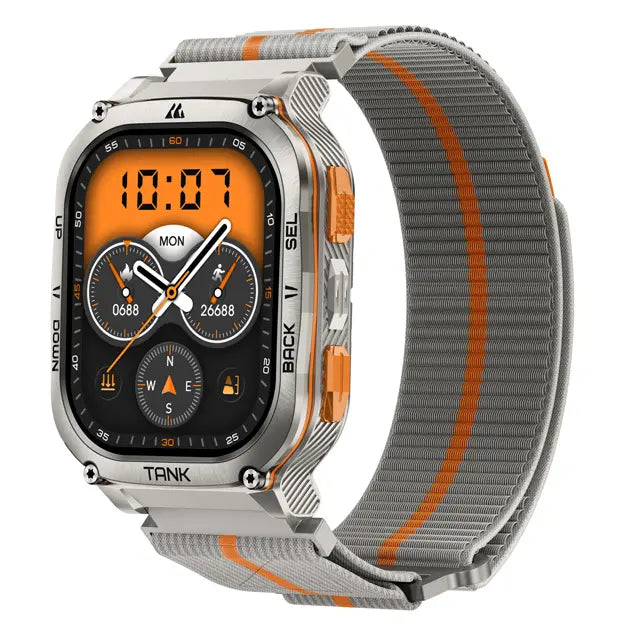 kospet_22mm_woven_nylon_sport_loop_strap#color_Silver Grey / Orange Stripe