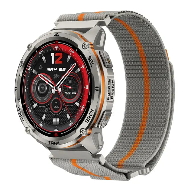 kospet_22mm_woven_nylon_sport_loop_strap#color_Silver Grey / Orange Stripe