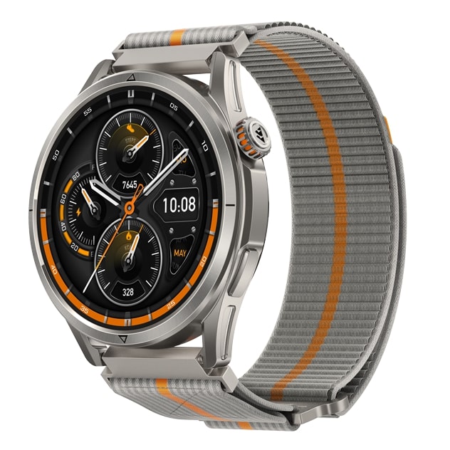kospet_22mm_woven_nylon_sport_loop_strap#color_Silver Grey / Orange Stripe