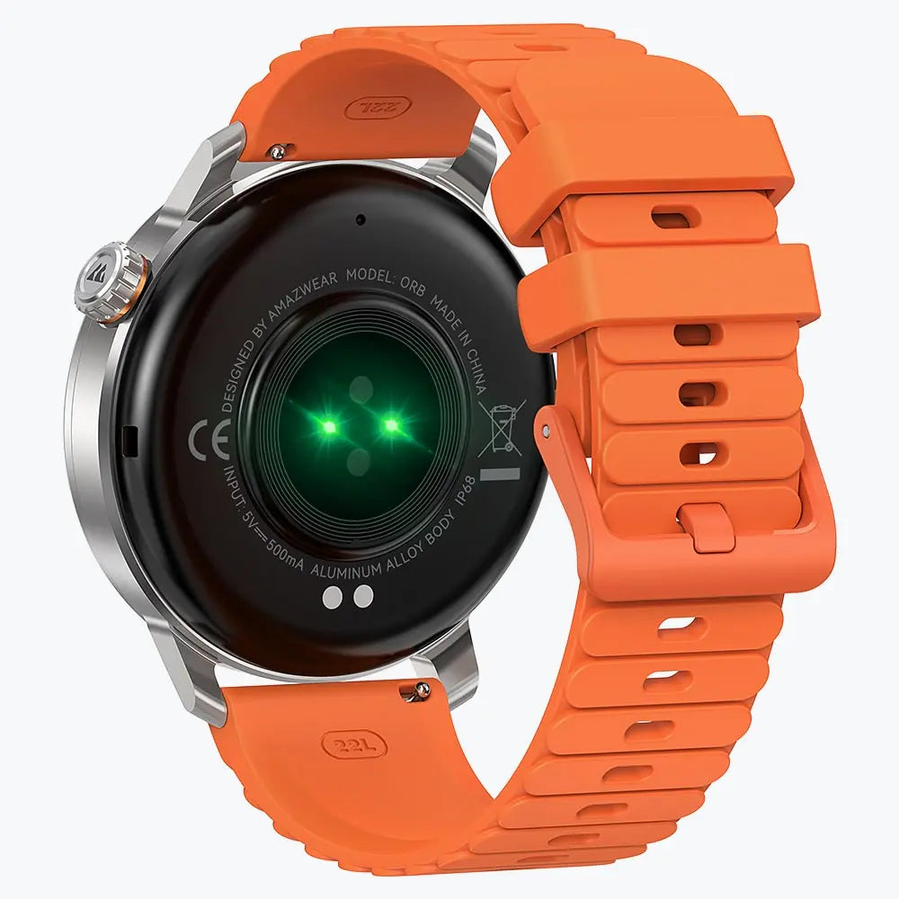 Kospet Magic Orb Smartwatch Silver With Orange Silicone Strap#color_silver