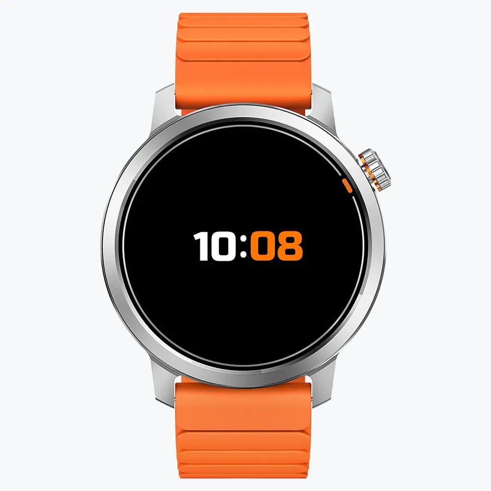 Kospet Magic Orb Smartwatch Silver With Orange Silicone Strap#color_silver