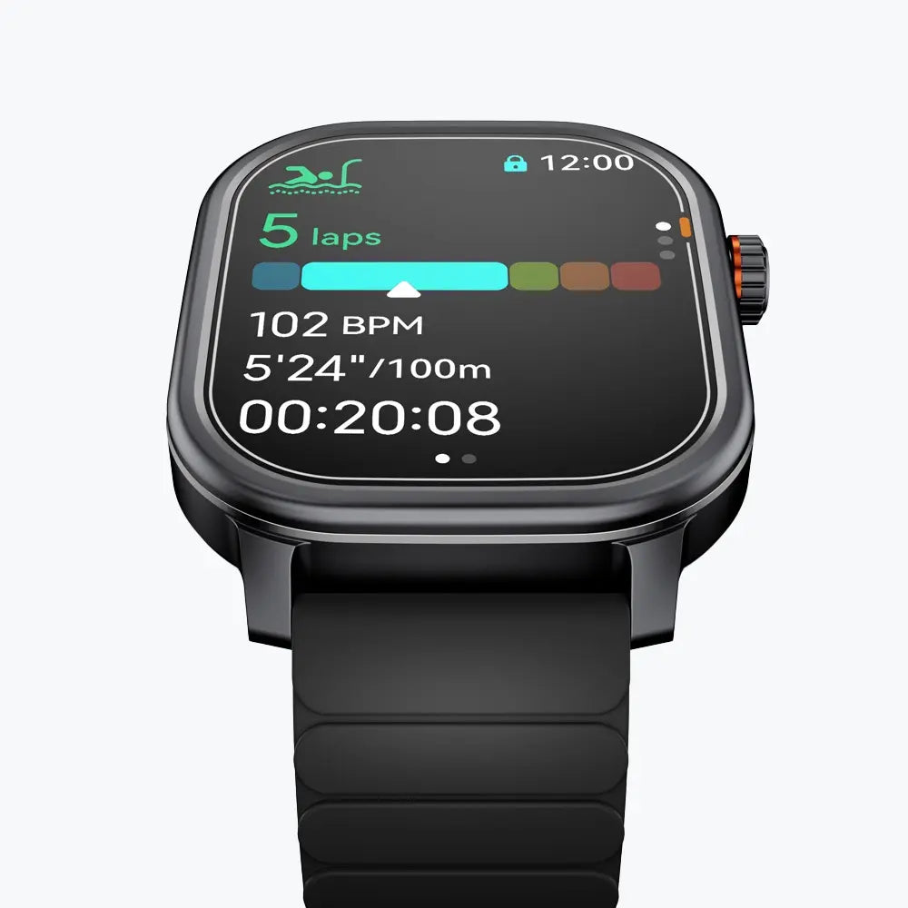 Kospet Magic Pluse Smartwatch Black With Black Silicone Strap #color_black