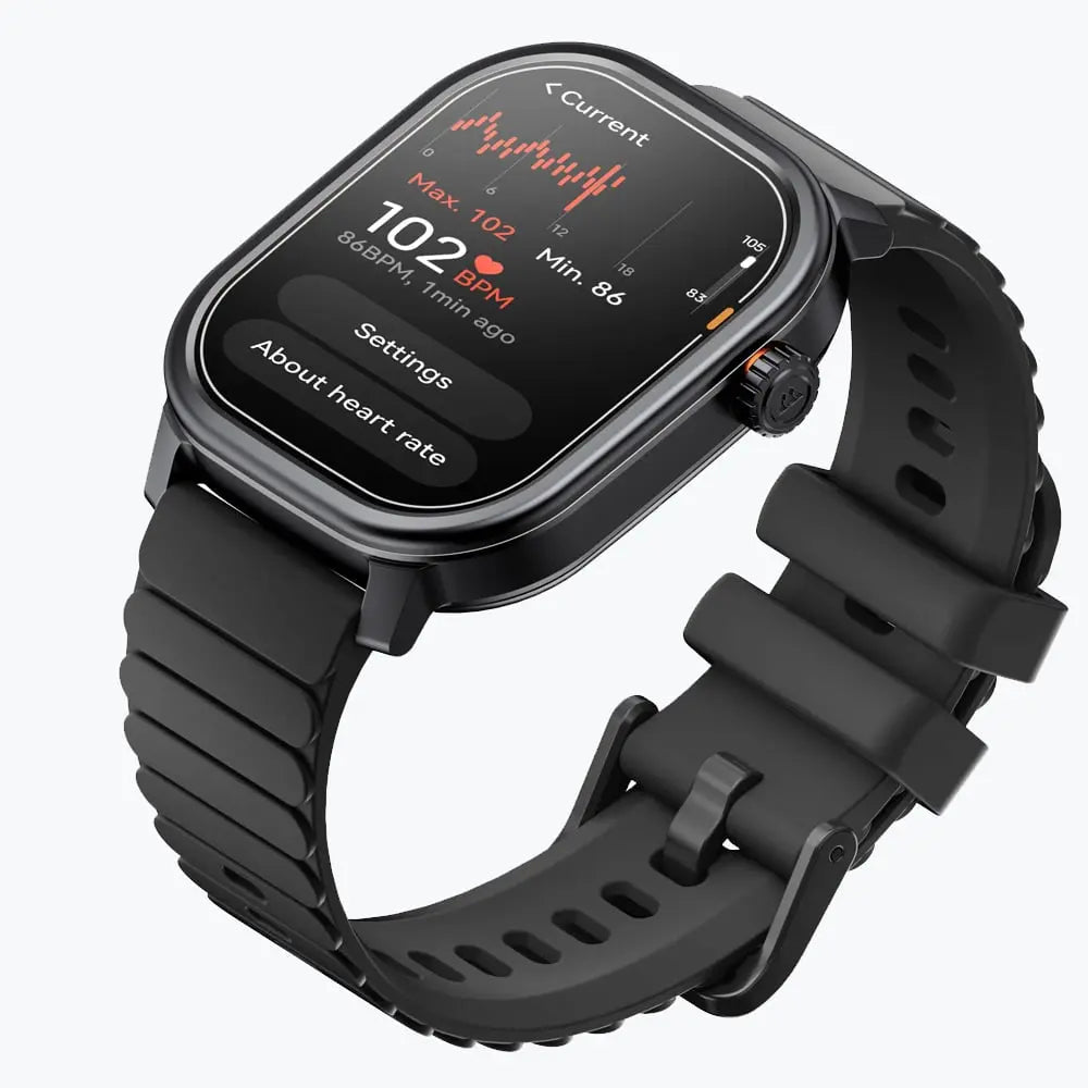 Kospet Magic Pluse Smartwatch Black With Black Silicone Strap #color_black