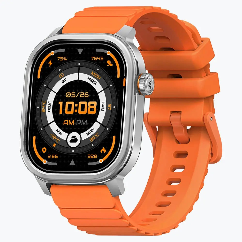 Kospet Magic Pluse Smartwatch Silver With Orange Silicone Strap #color_silver