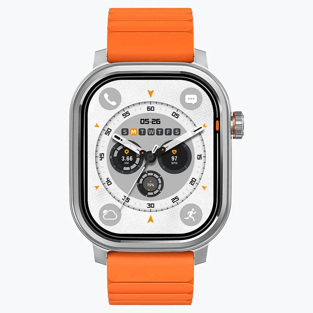 Kospet Magic Pluse Smartwatch Silver With Orange Silicone Strap #color_silver