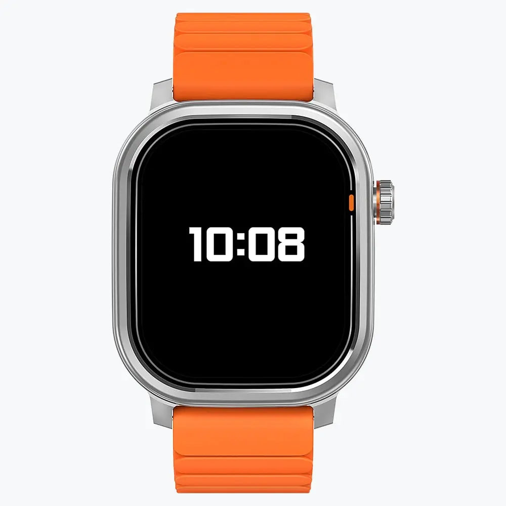 Kospet Magic Pluse Smartwatch Silver With Orange Silicone Strap #color_silver