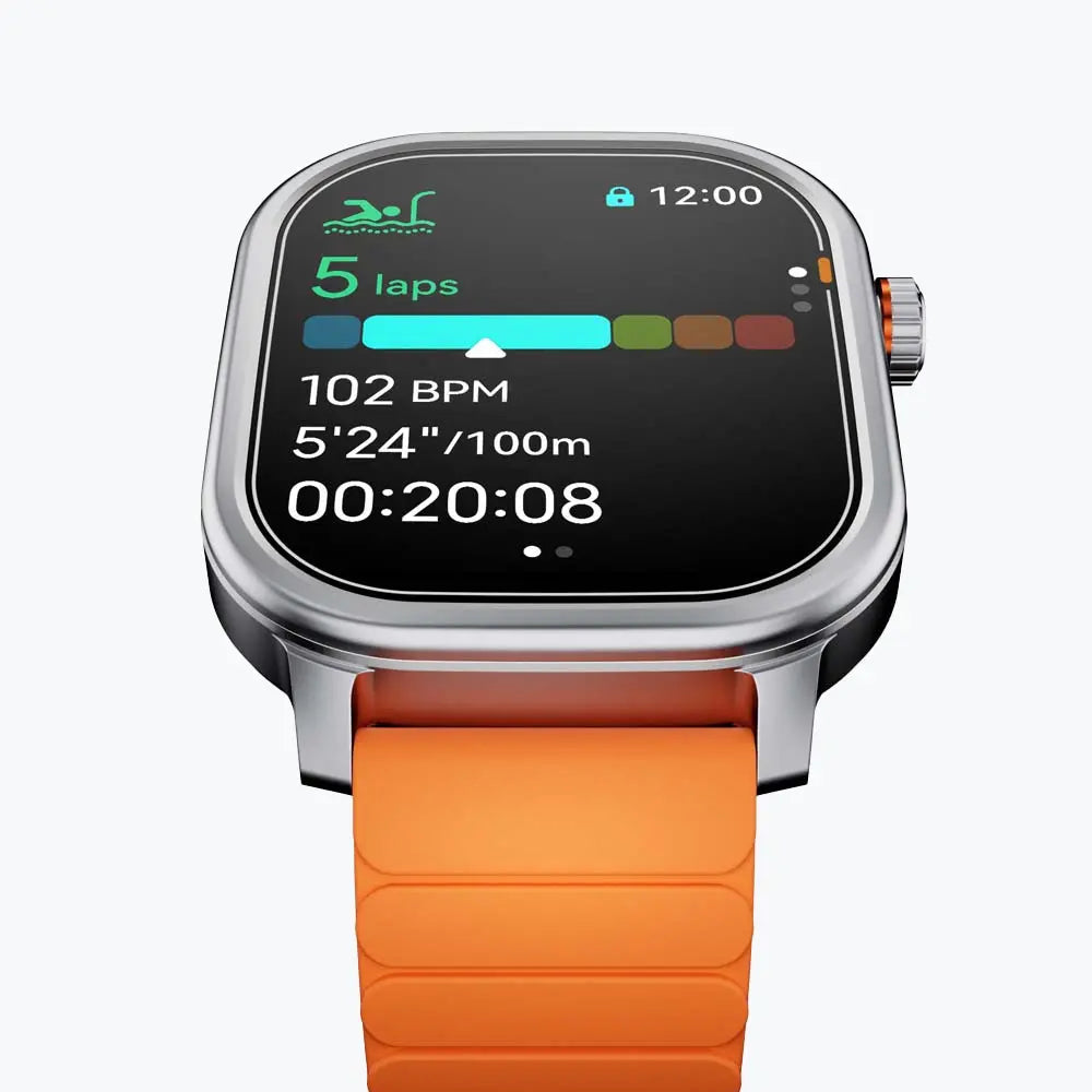 Kospet Magic Pluse Smartwatch Silver With Orange Silicone Strap #color_silver