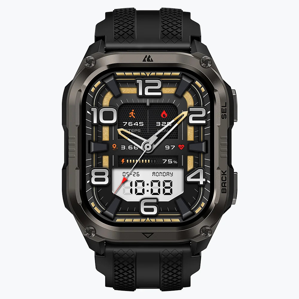 Kospet Pulse 2 Smartwatch Black With Black Silicone Strap #color_black
