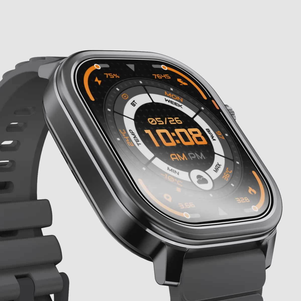 Kospet Magic Pluse Smartwatch Black With Black Silicone Strap #color_black