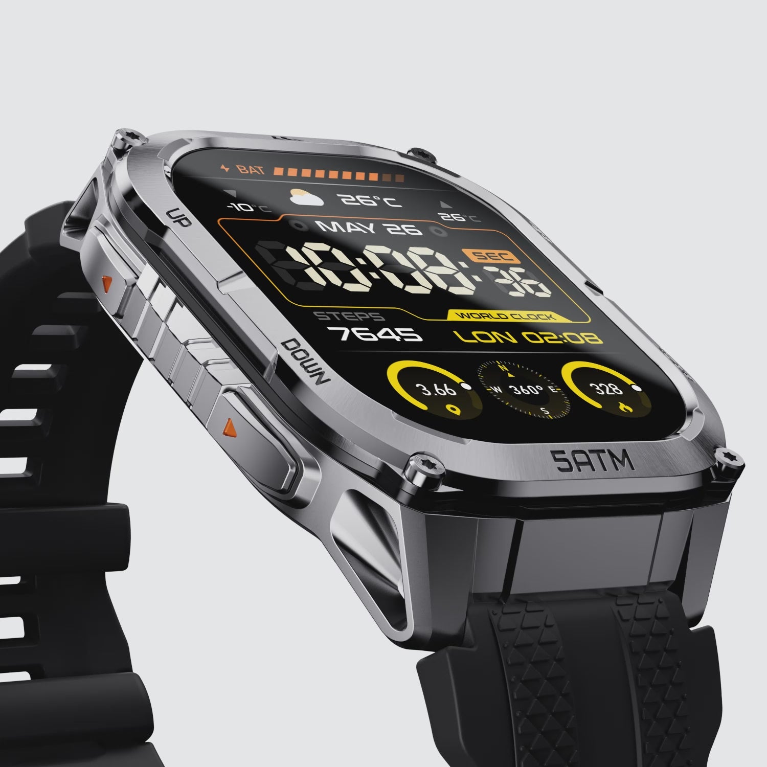 KOSPET tank m4c smartwatch silver with silicone straps#color_silver^package_Silicone Basic