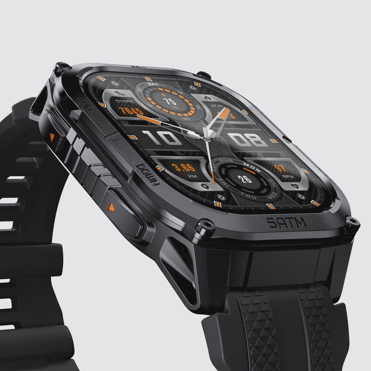 KOSPET tank m4c smartwatch black with silicone straps#color_black^package_Silicone Basic